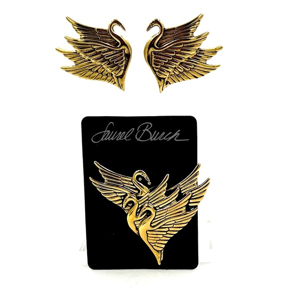 Laurel Burch Swan Earrings Vintage Retired - Picture 2 of 10